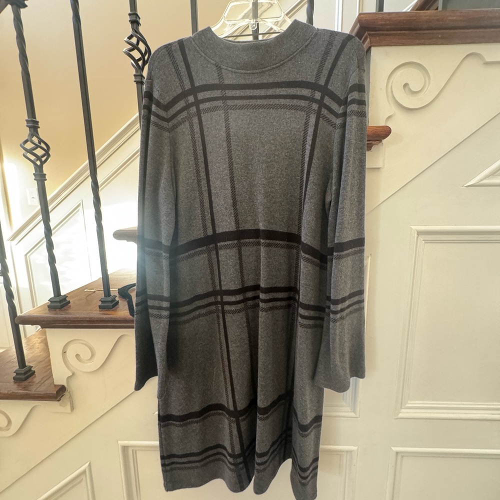 Style & Co. Charcoal Plaid Crewneck Sweater